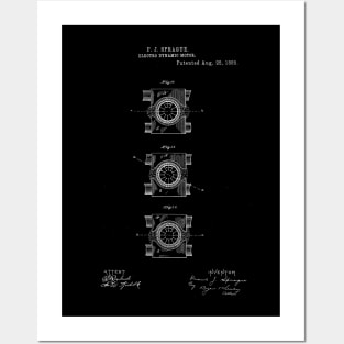 Electric Dynamic Motor Vintage Patent Hand Drawing Posters and Art